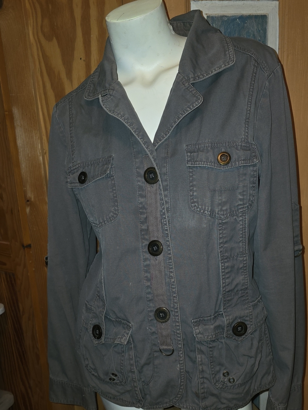 Maurices Gray Button-Front Utility Jacket